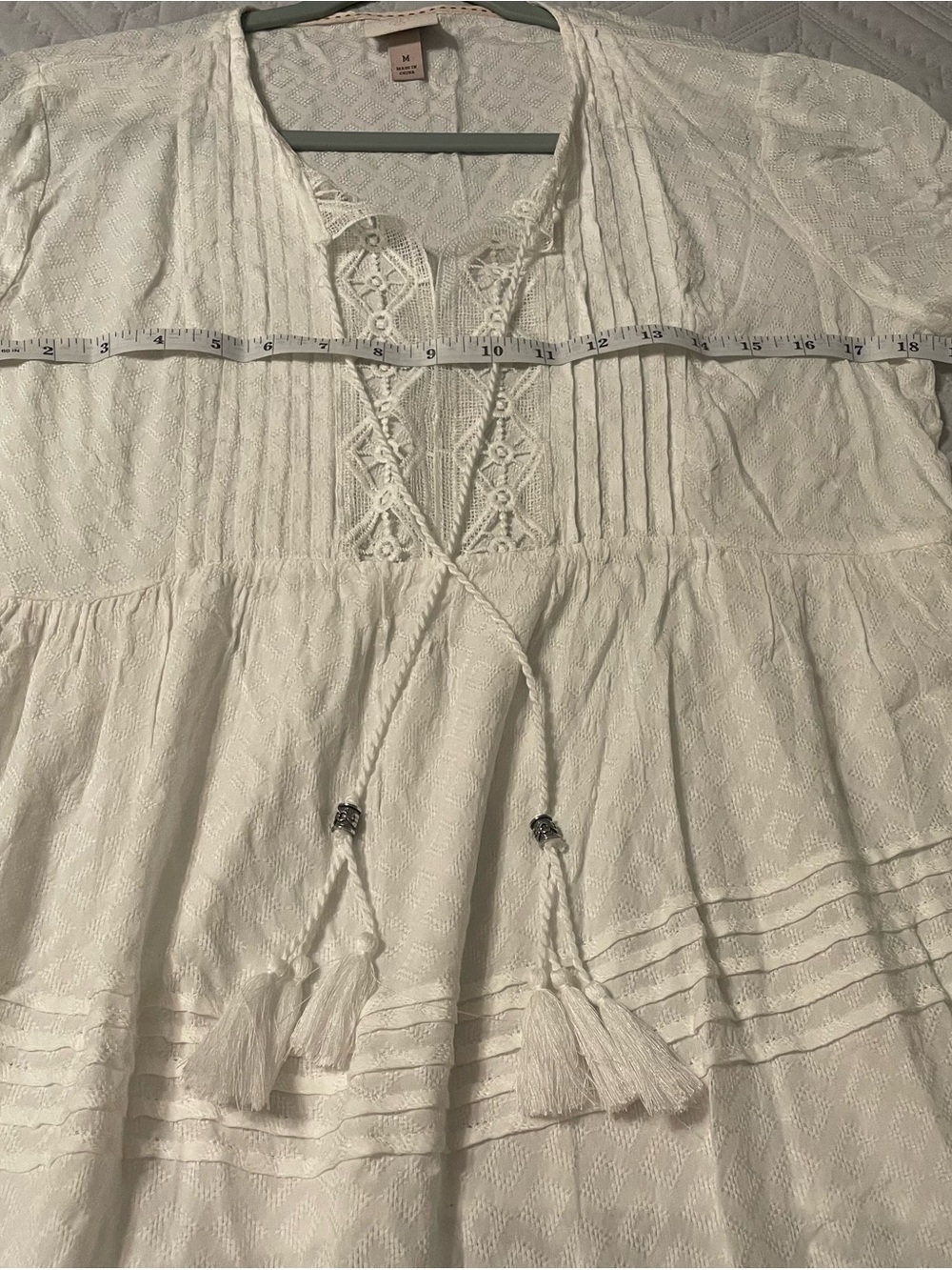 Knox Rose White Lace-Trim Tiered Mini Dress - Picture 14 of 14